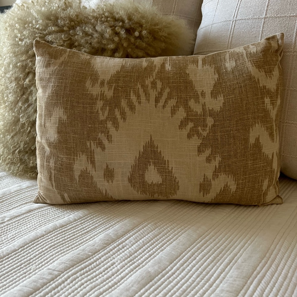 Neutral Ikat Pattern Lumbar Pillow